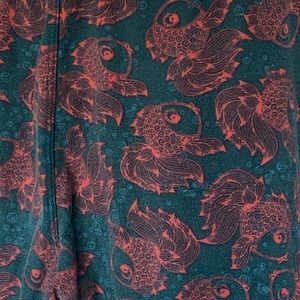 Lularoe Leggings rare Teal & Burgundy Betta Fish Comfy Pants One Size OS 0-12